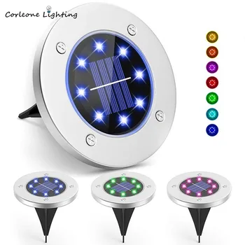 

RGB Solar Power Light Colorful LED Variable Outdoors Solar Light for Courtyard Garden Lawn Stainless Steel IP67 Waterproof Lamp