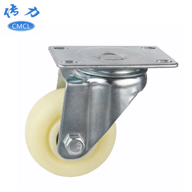

4 Pcs/Lot Casters 3-inch Medium-sized White Nylon Caster Wear-resistant Machinery Wheel Flat Trolley Factory Direct