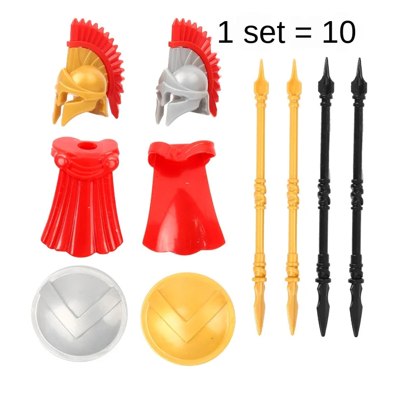 

Military Building Blocks Weapons Accessories Roman Medieval Soldier Helmet Shield Small Particle Building Blocks Children's Toys