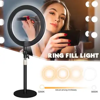 

Dimmable LED Selfie Ring Light with Stand USB Selfie Light Ring Lamp Big Photography Ringlight with Stand for Cell Phone Studio