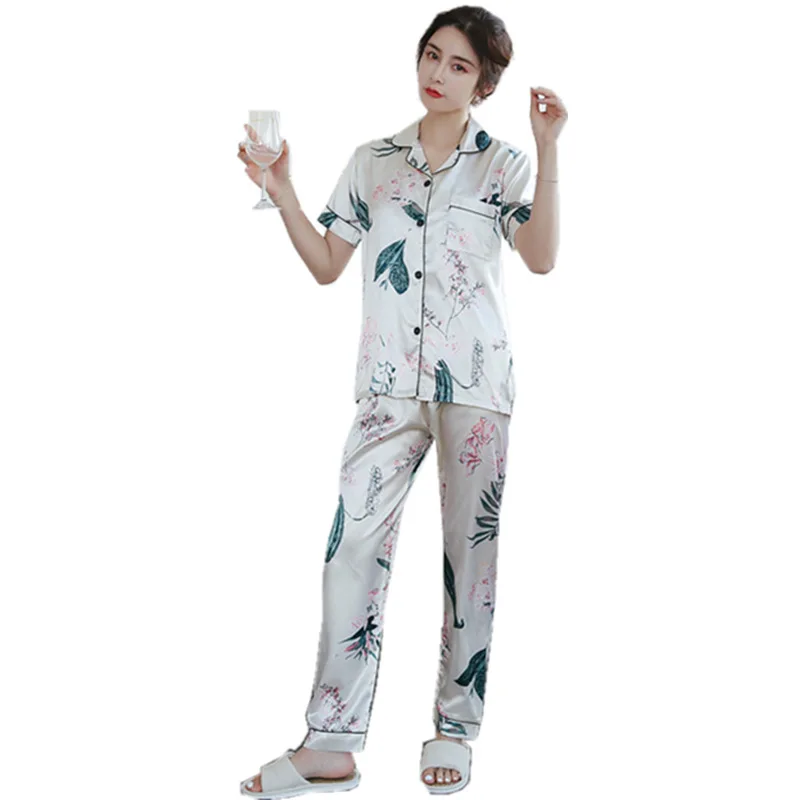 

Large pajamas 5XL Oversize pajamas Spring and Autumn Silk-like pajamas Multicolor Selection pajamas Short sleeve trousers