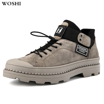 

Men Boots Winter Genuine Leather Ankle Boots outdoor High Quality Fashion Street Comfortable Black Footwear shoes big size 47