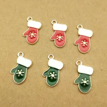

10pcs 11x18mm enamel christmas glove charm for jewelry making fashion earring pendant bracelet and necklace charms