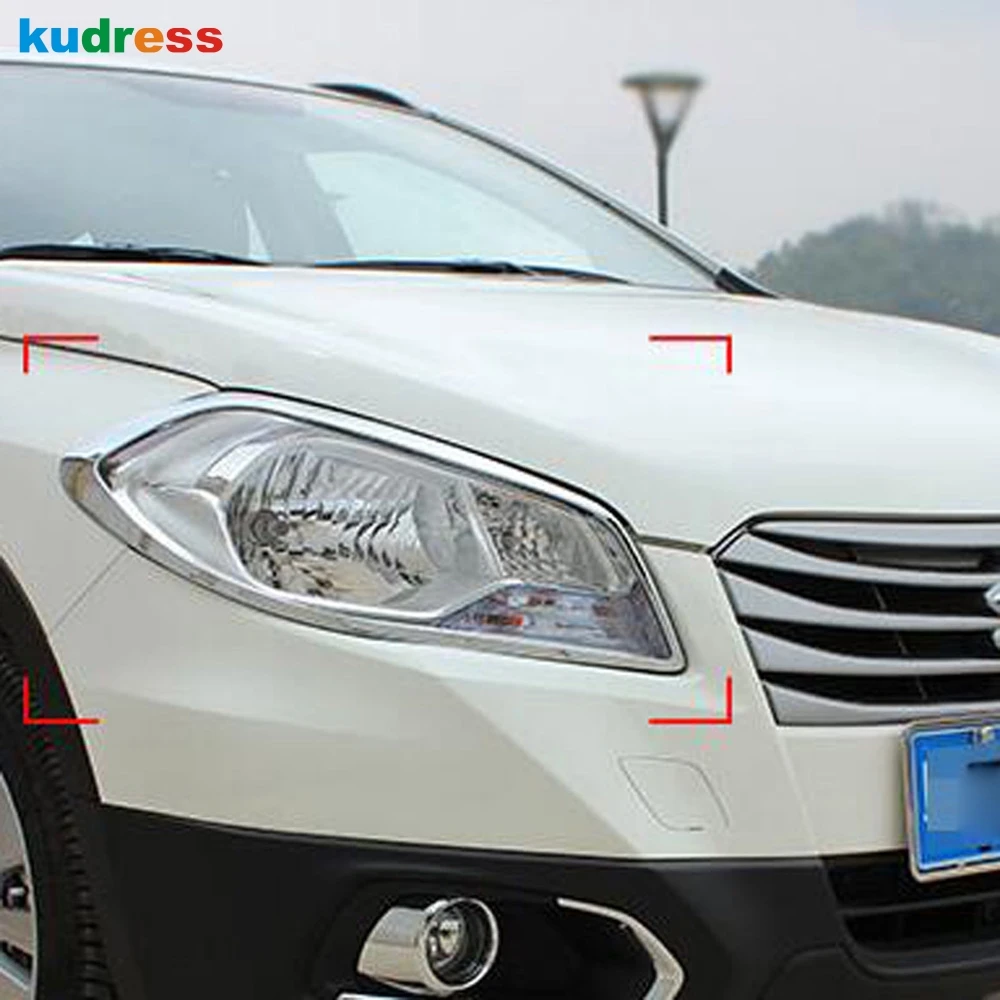 Front Head Light Lamp Cover Trim For Suzuki Sx4 S-Cross Crossover 2014 2015 2016 ABS Chrome Headlight Trims Car Styling | Автомобили и