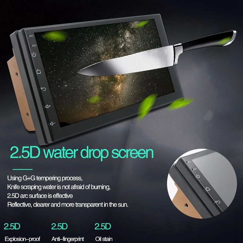 

7 Inch 2 Din Android 8.0 Car Multimedia Universal Player Car Gps Navigation Integrated Machine Smart 2.5D Tempered Screen Blueto