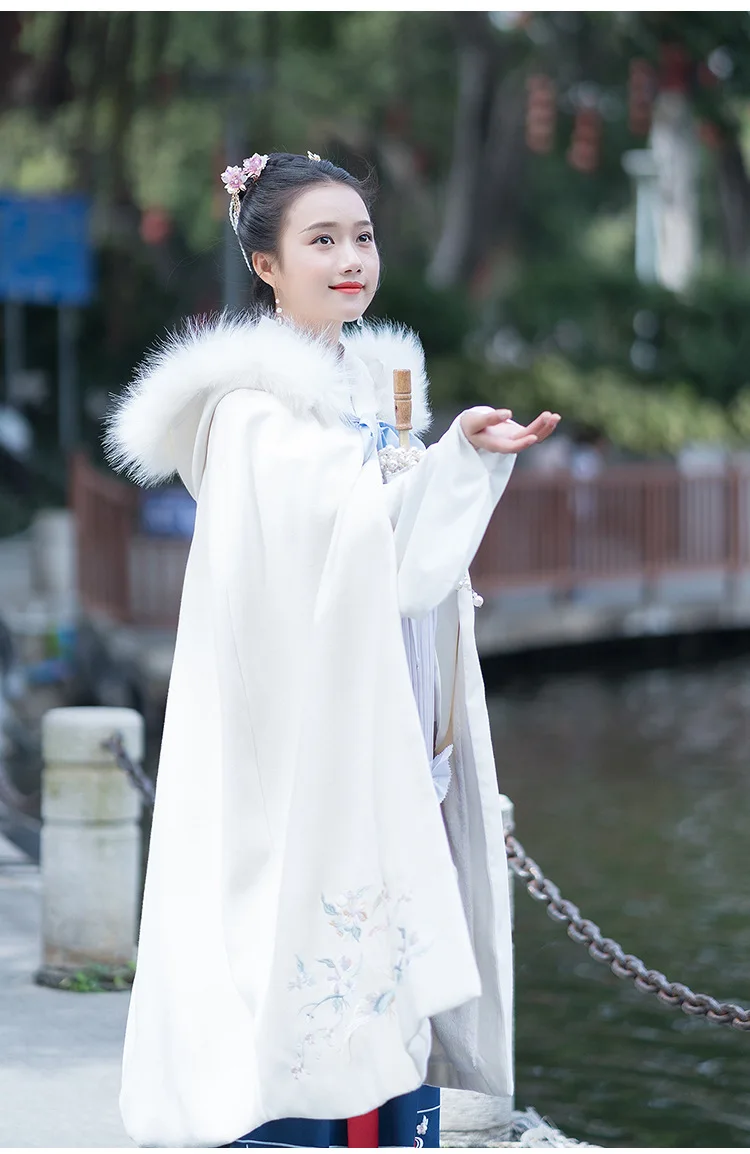 Hanfu для женщин вышивка плащ певцов представление одежда осень и зима пальто дамы народный фестивальный рейв наряд DC3455