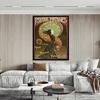 

Art Nouveau Gypsy Circus Canvas Printmaking Pagan Mythology Psychedelic Bohemian Goddess Poster Wall Art for Home Decoration