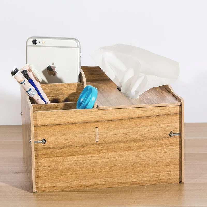 

DIY Storage Box Living Room Tissue Box Desktop Remote Control Mobile Phone Cosmetics Home Wooden Multi-function Creative Drawer