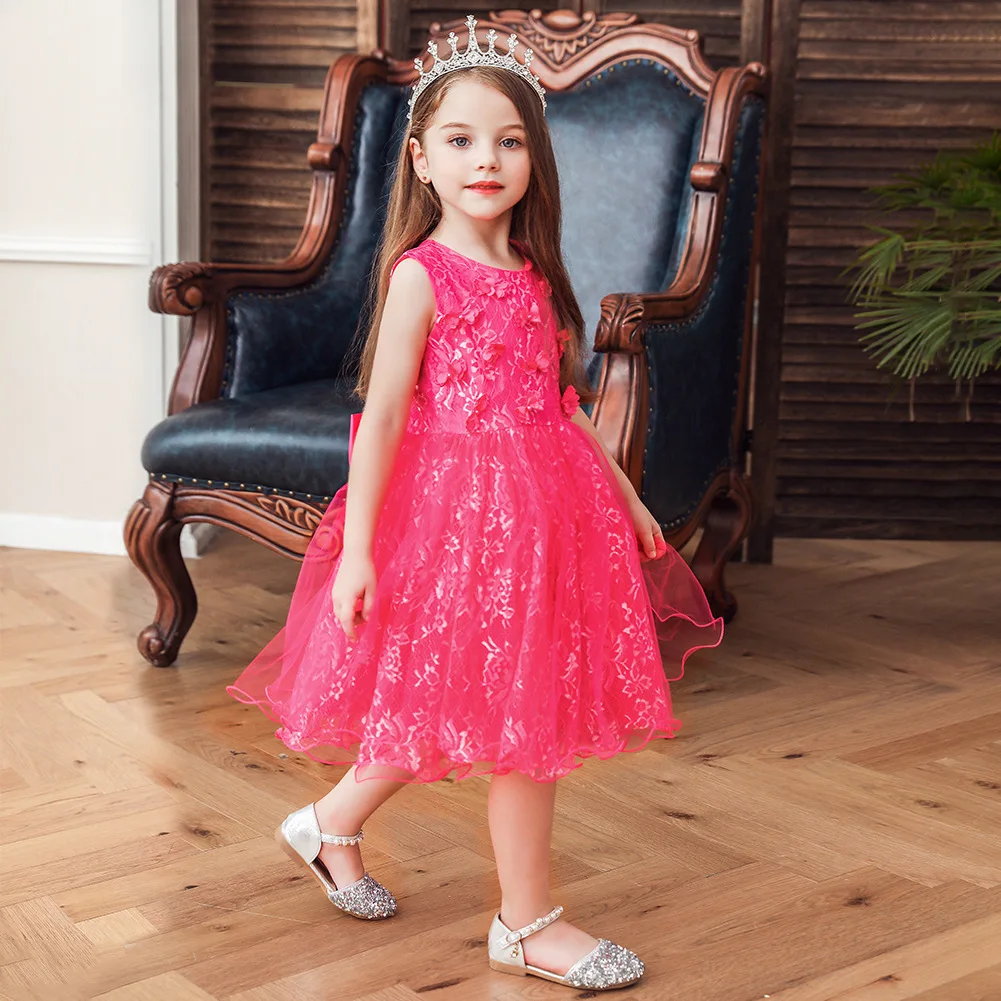 Girls Stereo Flower Princess Clothing GIRL'S Lace Dress Children Performance Formal Dress