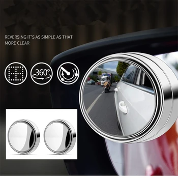 

2PCS Mini Rearview Mirror Car Rear View Mirror Small Round Mirror Large Vision Reverse Assist Blind Spot 360 Rotary