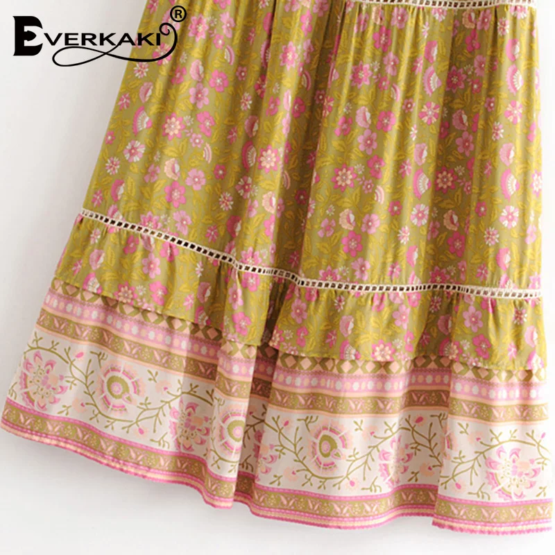 Everkaki Boho Цветочная длинная юбка с принтом женские кисточки пояса эластичная талия цыганские летние женские длинные юбки женские Осень Новые