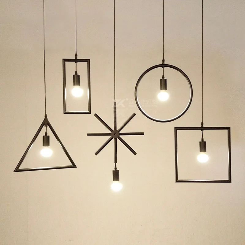 Винтажный подвесной светильник железный Геометрический s для кухни гостиной