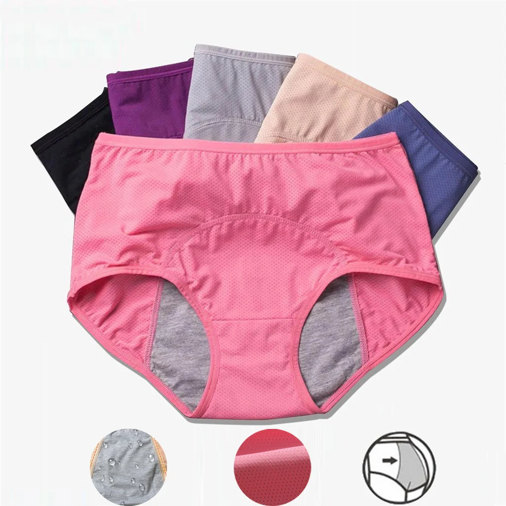 Menstrual Panties Period Underwear Leak Proof Briefs Women Cotton Panty Plus Size L-6XL Physiological Big Size Underpants 30