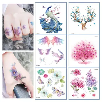 

24 Kinds Glitter Powder Tattoo Disposable Temporary Body Sticker Gradient Color 3D Butterfly Peacock Unicorn tatouage temporaire