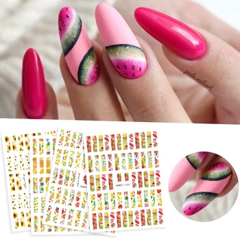 

1 Sheet 3D Nail Sticker Flower Summer Fruit Nail Decals Watermelon Strawberry Nail Sticker DIY Nail Art Decorarion