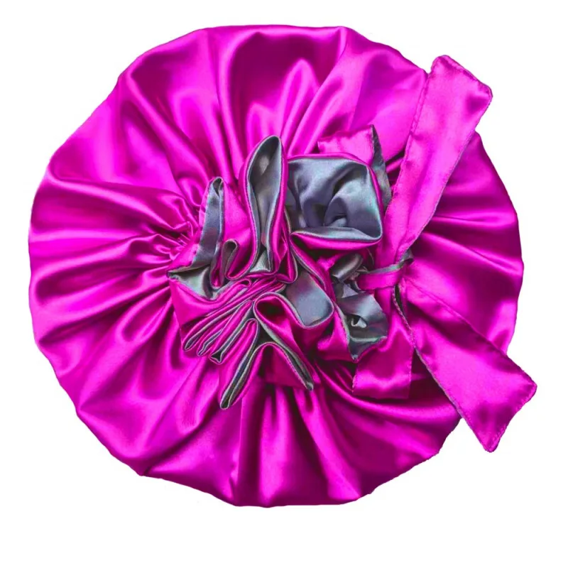 bonnet satin nuit long care women sleeping hat big sizeadjust hair styling silk head wrap shower cap 5