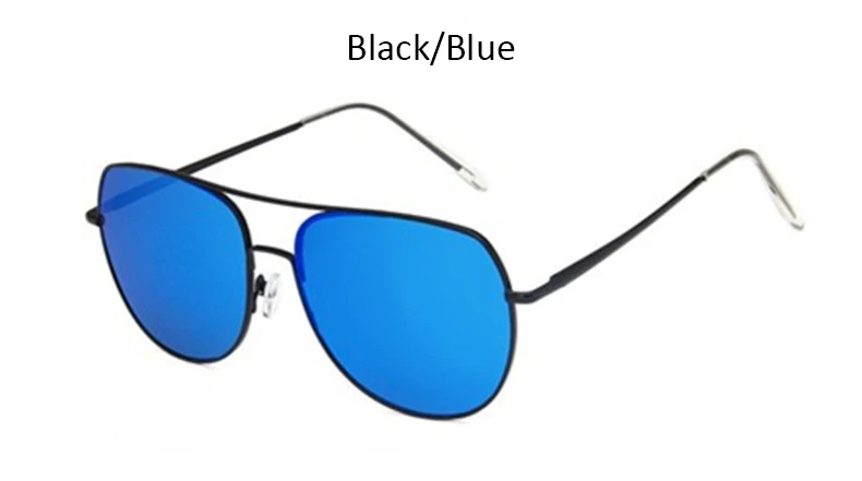 Black Blue Солнцезащитные очки Мужские зеркальные Пилот солнцезащитные очки мужские модные роскошные брендовые розовые оттенки для женщин высокое качество плоские верхние очки Oculos - Цвет линз: Black Blue