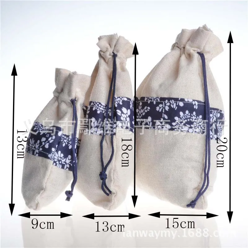10pcs/lot 9x13cm 13x18cm Blue and White Small Cloth Bag