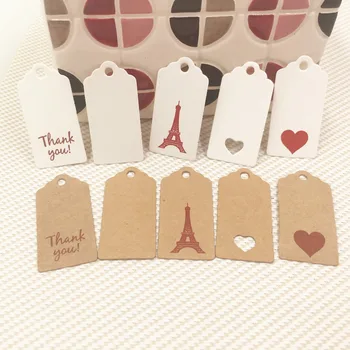

500pcs 4*2 cm Love Heart Kraft Paper Tags For Wedding Party Gift box /Bag /flower/drink/with 500pcs strings