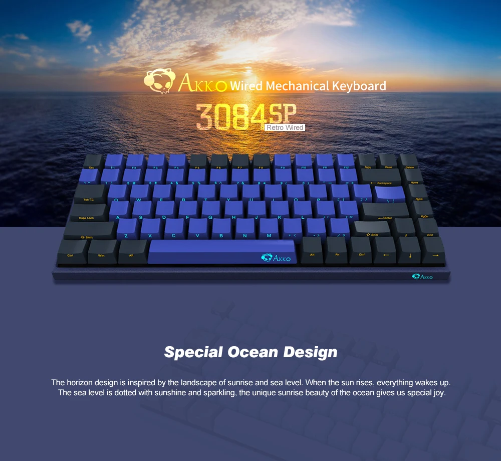 Игровая механическая клавиатура AKKO 3084 SP Horizon Skyline Cherry MX Switch 84 Key 85% PBT проводная usb type-C клавиатура для компьютера