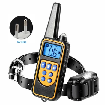

Sound Rechargeable Electric Shock 800m Dog Training Collar Remote Control Universal Automatic LCD Display Anti Bark Pet Supplies
