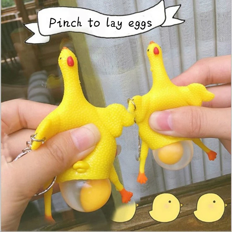 

Laying Hens Stress Toy Stress Relief Keychain Creative Funny Venting Toy Chicken Stress Reliever Funny Gadgets Egg Chicken Toys