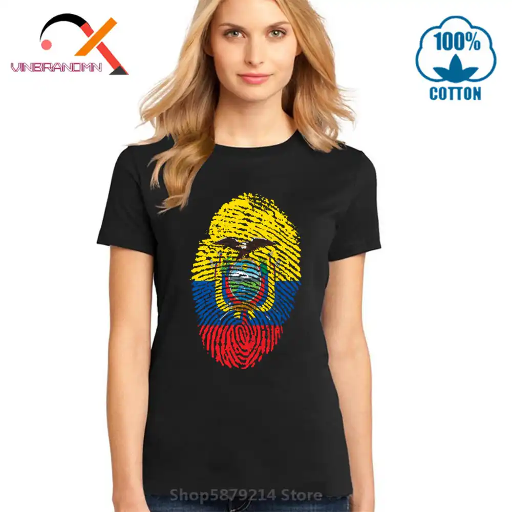 Ecuador Flag Fingerprint Tops Men woman Tee Loose Style T Shirt 