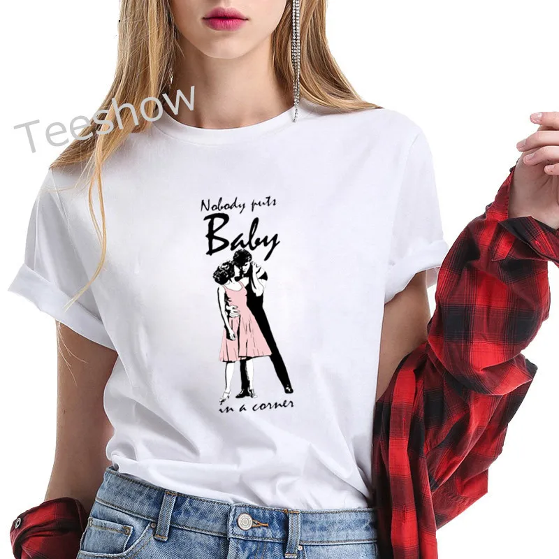 Mejor Compra Camisa de baile sucio para Mujer, camisetas de manga corta con estampado, Camiseta negra estampada para Mujer, moda para Mujer, envío directo zWzKE93XoJl