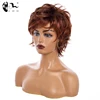 XISHIXIUHAIR 8inch Female Haircut Puffy Wave Natural Short Red Wine Brown Synthetic Hair Wigs for Black Women ► Photo 3/6