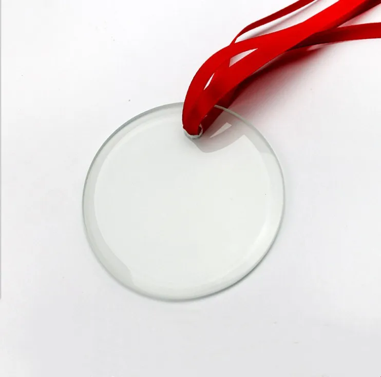 Free Shipping 25pcs/lot Sublimation Blank Round Christmas Decoration Glass Pendant for Sublimation INk Transfer Printing DIY free shipping 25pcs lot a5 sublimation blank puzzle diy craft jigsaw puzzle gift for sublimation ink transfer printing