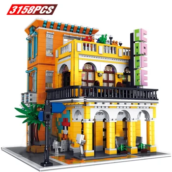 

Technic Architecture Building Blocks Creator Expert European Coffee House Designer City Bricks Gift for Kids