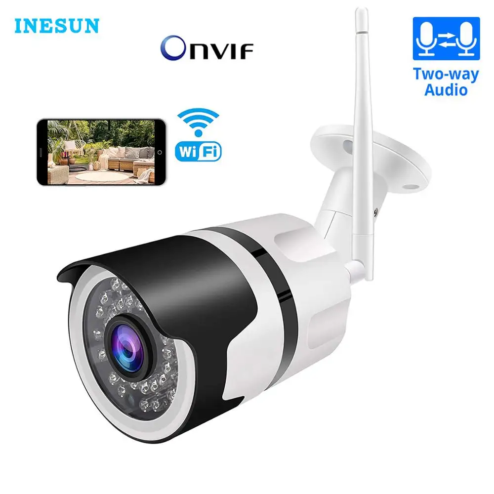 Inesun Mini wifi outdoor IP camera Onvif 1080P waterproof 2.0MP wireless security camera two way audio Night Vision 128G SD Card