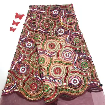 

Madison Latest African Sequin Net Lace Emerald Red Elegant French African Nigerian Design 2020 High Quality New Style Embroidery