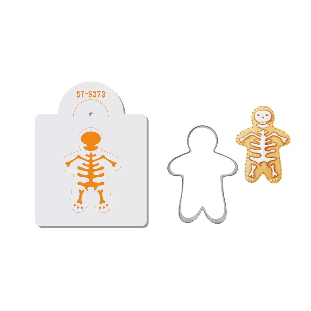 

Halloween Skull Shape Cookie Stencil Stainless Steel Cookies Cutter Cake Stencil Fondant Biscuit Mould Cake Decorating Tool