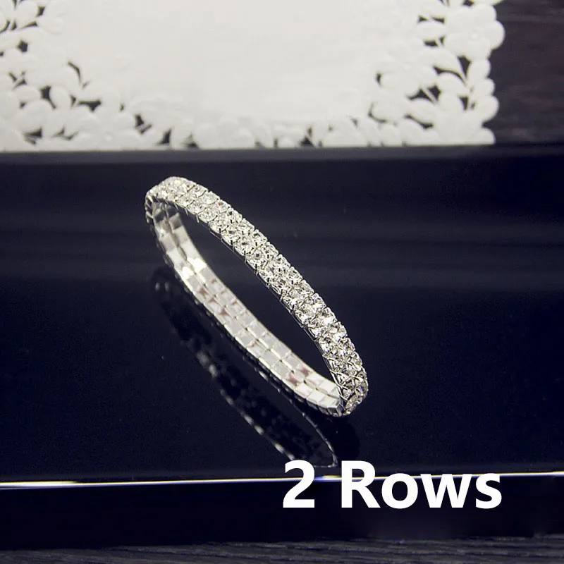Elegant White CZ Crystal Elastic Wedding Bracelet