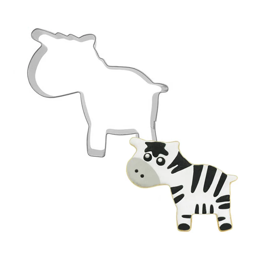Zebra PartyFUN формочка для печенья в виде животных-Слон, жираф, Лев, кенгуру, помадка для бисквита, формочки для печенья из нержавеющей стали, формы для печенья, формочки для печенья, форма для чебуреков - Цвет: Zebra