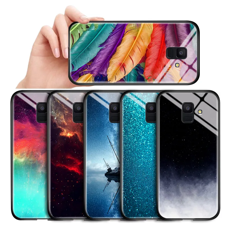 

For Samsung Galaxy M10 M20 M30 M40 M30S Phone Case Aurora Space Sky Starry Gradient Casing Shockproof Tempered Glass Back Cover