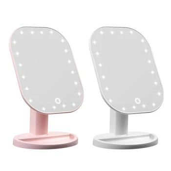 

LED Mirror Touch Dimmer Touch Screen Makeup Mirror Luxury Mirror With 20 LED Lights 180 Degree Adjustable Table MakeUp Mirror