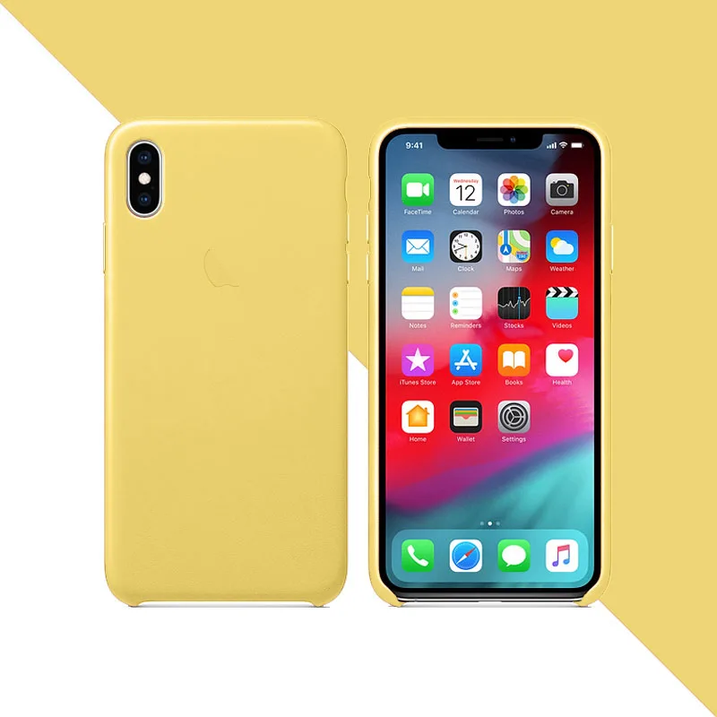Официальный кожаный чехол для iphone 11 Pro 7 8 Plus Xs MAx X XR с логотипом чехол для iphone 11 Pro max 7 8 Plus X XR чехол - Цвет: Yellow