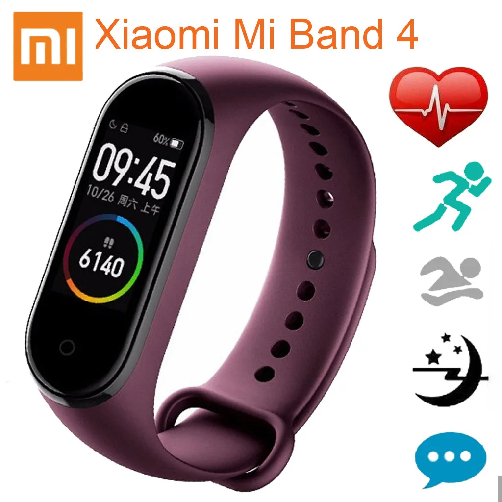 Baratos Envío Gratis nueva llegada 2019 Xiaomi mi banda 4 AMOLED pantalla a Color pulsera BT5.0 Fitness Tracker reloj inteligente de alta calidad