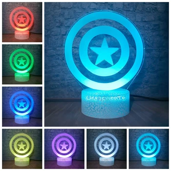 

Marvel The Avengers Captain Shield Crack Base Colorful Changing 3D LED Night Light Table Bedside Lamp Baby Bedside Decoration