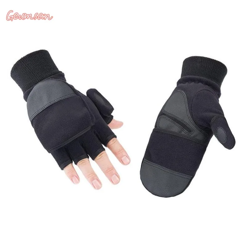 1 Pair Fashion Winter Warm Gloves Windproof Fingerless Cycling Durable Comfortable Black Flip Male Non-slip | Спорт и развлечения