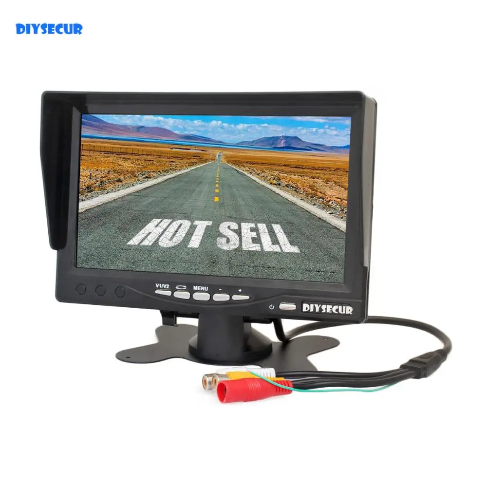 Diysecur Sun Shade 7 Inch Tft Lcd Display Rear View Car Monitor With 2 Video Input For Rear View