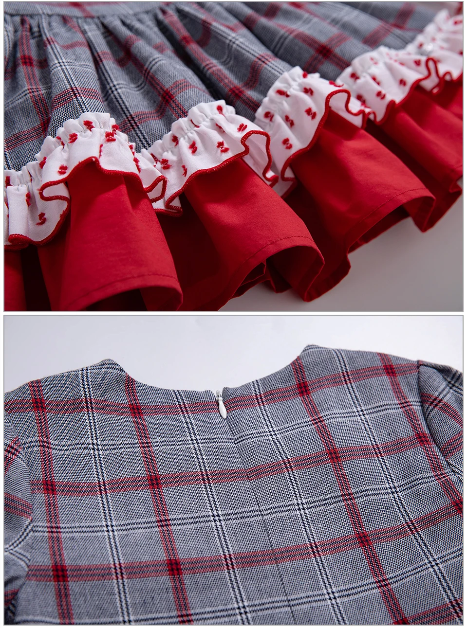 Pettigirl/осеннее платье в красно-серую клетку с расклешенными рукавами эксклюзивные платья с аксессуарами для волос детская одежда G-DMGD208-A405