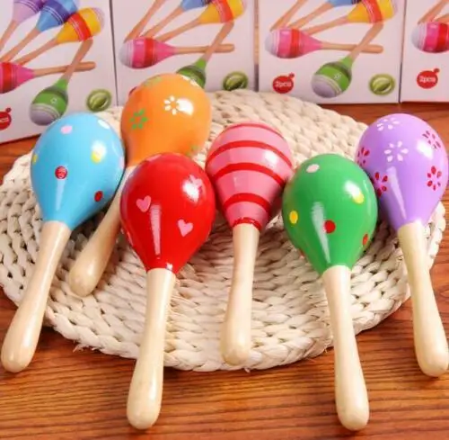 

Kids Baby Toddler Wooden Toy Maracas Rumba Shakers Musical Party Rattles Gift