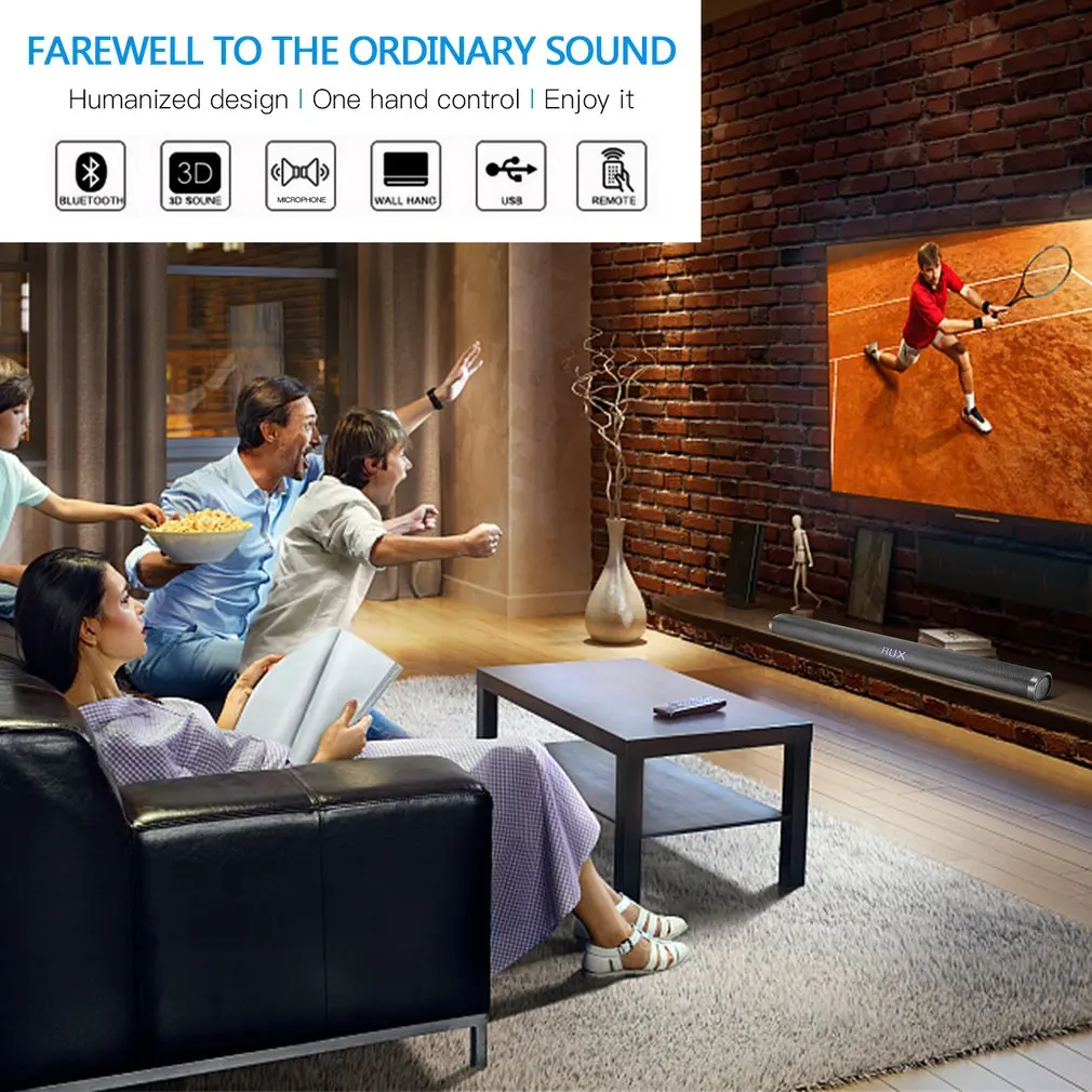2.0 Channel Wireless Sound Bar with Remote Control Speaker Stereo Soundbar for Home Theater Speaker