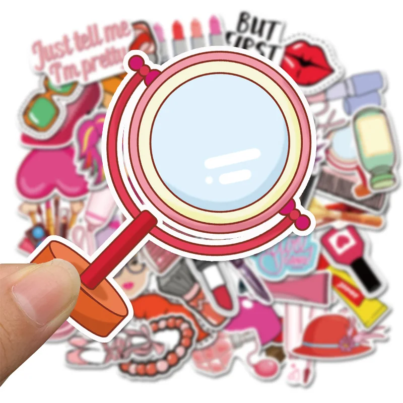 50 шт в наборе, милые девушки макияж Стикеры s косметический набор кистей для детских игрушек для катания на скейтборде для ноутбука костюм чехол Чехол туалетный столик автомобильные наклейки Стикеры