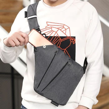 

New Oxford men's Messenger bag trend multi-function storage bag anti-theft wear bag portable fashion personality solid color