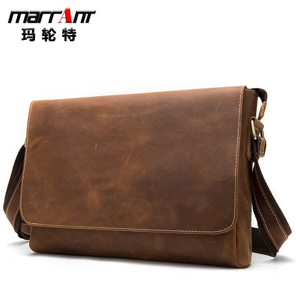 

Male Genuine Leather Single Shoulder Oblique Satchel Crazy Horse Skin Scrub Men Bag Chao