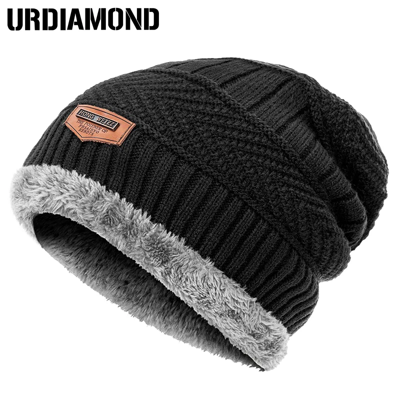 URDIAMOND, модная мужская вязанная шапка унисекс, вязаные шапки из хлопка, теплая Осенняя шапка, Регулируемые мягкие вязанные шапочки